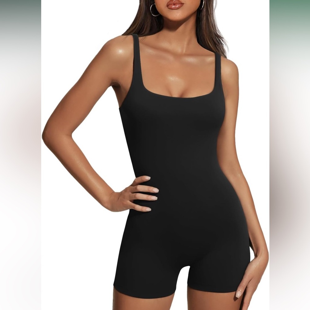 Automet Black Scoop Neck Low Back Romper - Size M